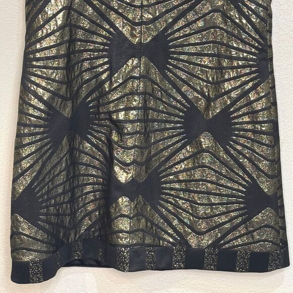 ABS Allen Schwartz Dress Size 8 Black Gold Art Deco Bow Mini Party NEW - Picture 11 of 11